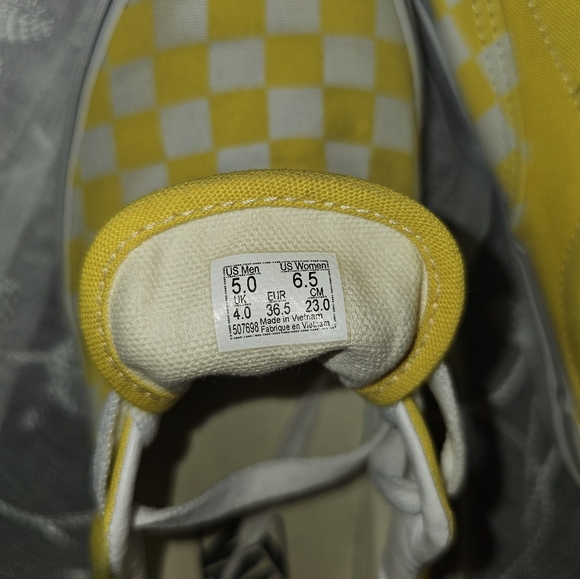 Vans Era yellow/white (checkerboard) low womens- 6.5 mens 5.0 streetwear/ beach - Picture 12 of 14